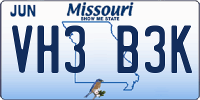 MO license plate VH3B3K