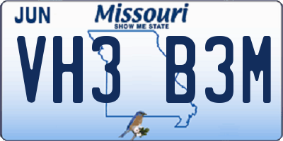 MO license plate VH3B3M