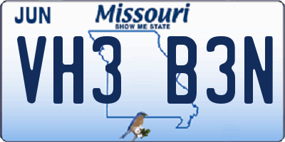 MO license plate VH3B3N