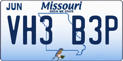 MO license plate VH3B3P