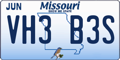 MO license plate VH3B3S