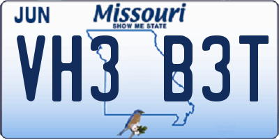 MO license plate VH3B3T