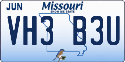 MO license plate VH3B3U