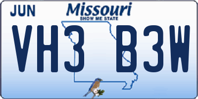MO license plate VH3B3W