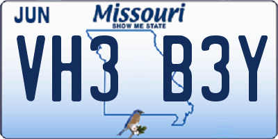 MO license plate VH3B3Y