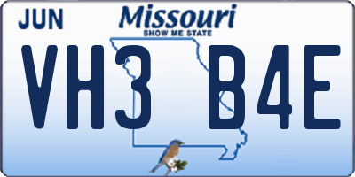 MO license plate VH3B4E