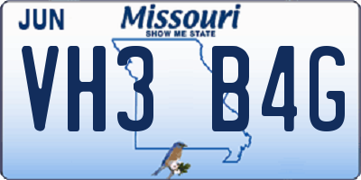 MO license plate VH3B4G