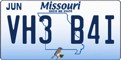 MO license plate VH3B4I