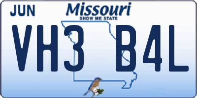 MO license plate VH3B4L