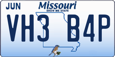 MO license plate VH3B4P