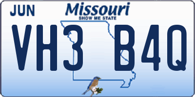 MO license plate VH3B4Q