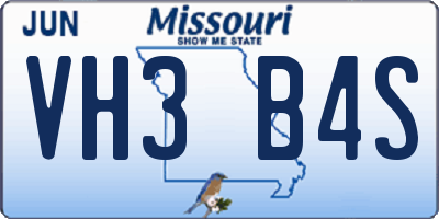 MO license plate VH3B4S