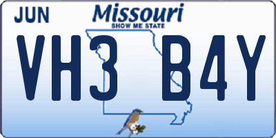 MO license plate VH3B4Y