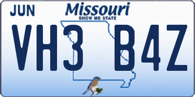 MO license plate VH3B4Z