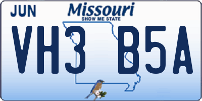 MO license plate VH3B5A