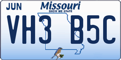 MO license plate VH3B5C