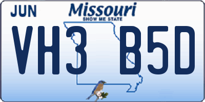 MO license plate VH3B5D