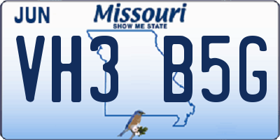 MO license plate VH3B5G