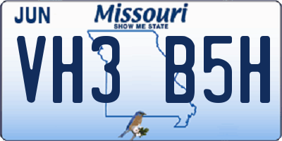 MO license plate VH3B5H
