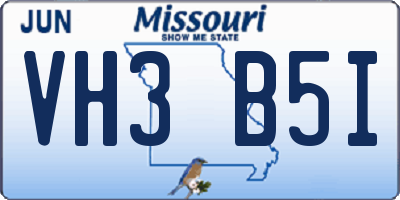 MO license plate VH3B5I