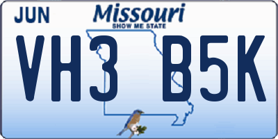 MO license plate VH3B5K