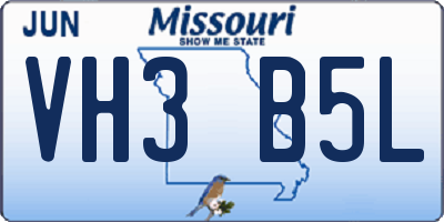 MO license plate VH3B5L