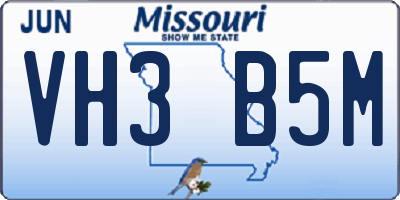 MO license plate VH3B5M