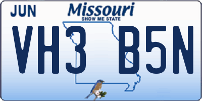 MO license plate VH3B5N