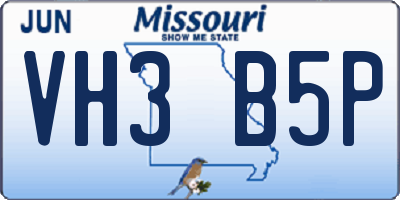 MO license plate VH3B5P