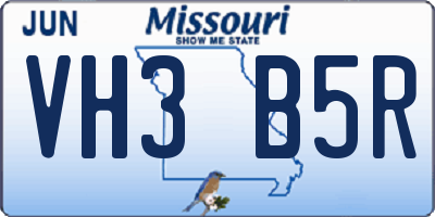 MO license plate VH3B5R