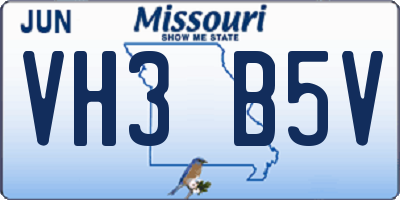MO license plate VH3B5V