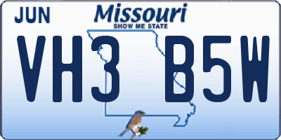 MO license plate VH3B5W