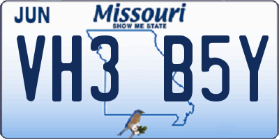 MO license plate VH3B5Y
