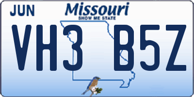 MO license plate VH3B5Z