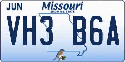 MO license plate VH3B6A