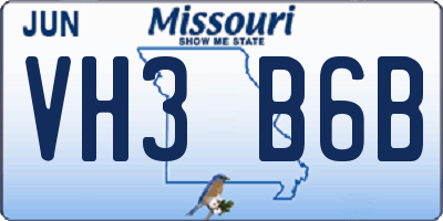 MO license plate VH3B6B