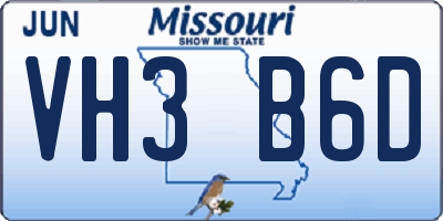 MO license plate VH3B6D