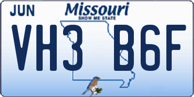 MO license plate VH3B6F
