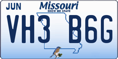MO license plate VH3B6G