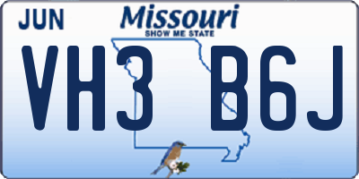 MO license plate VH3B6J