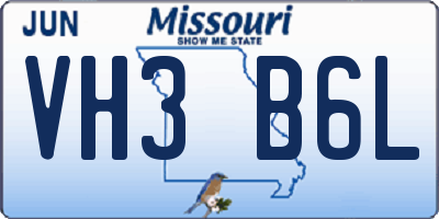 MO license plate VH3B6L