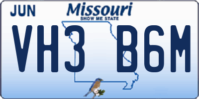 MO license plate VH3B6M