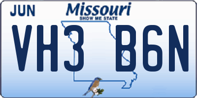 MO license plate VH3B6N