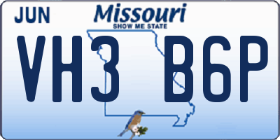 MO license plate VH3B6P