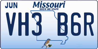 MO license plate VH3B6R