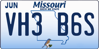 MO license plate VH3B6S