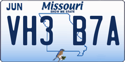 MO license plate VH3B7A