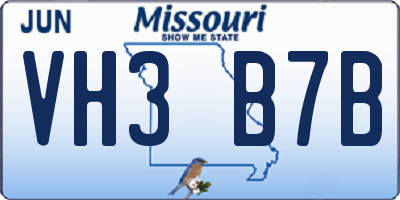 MO license plate VH3B7B