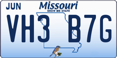 MO license plate VH3B7G