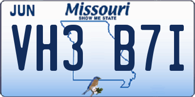 MO license plate VH3B7I